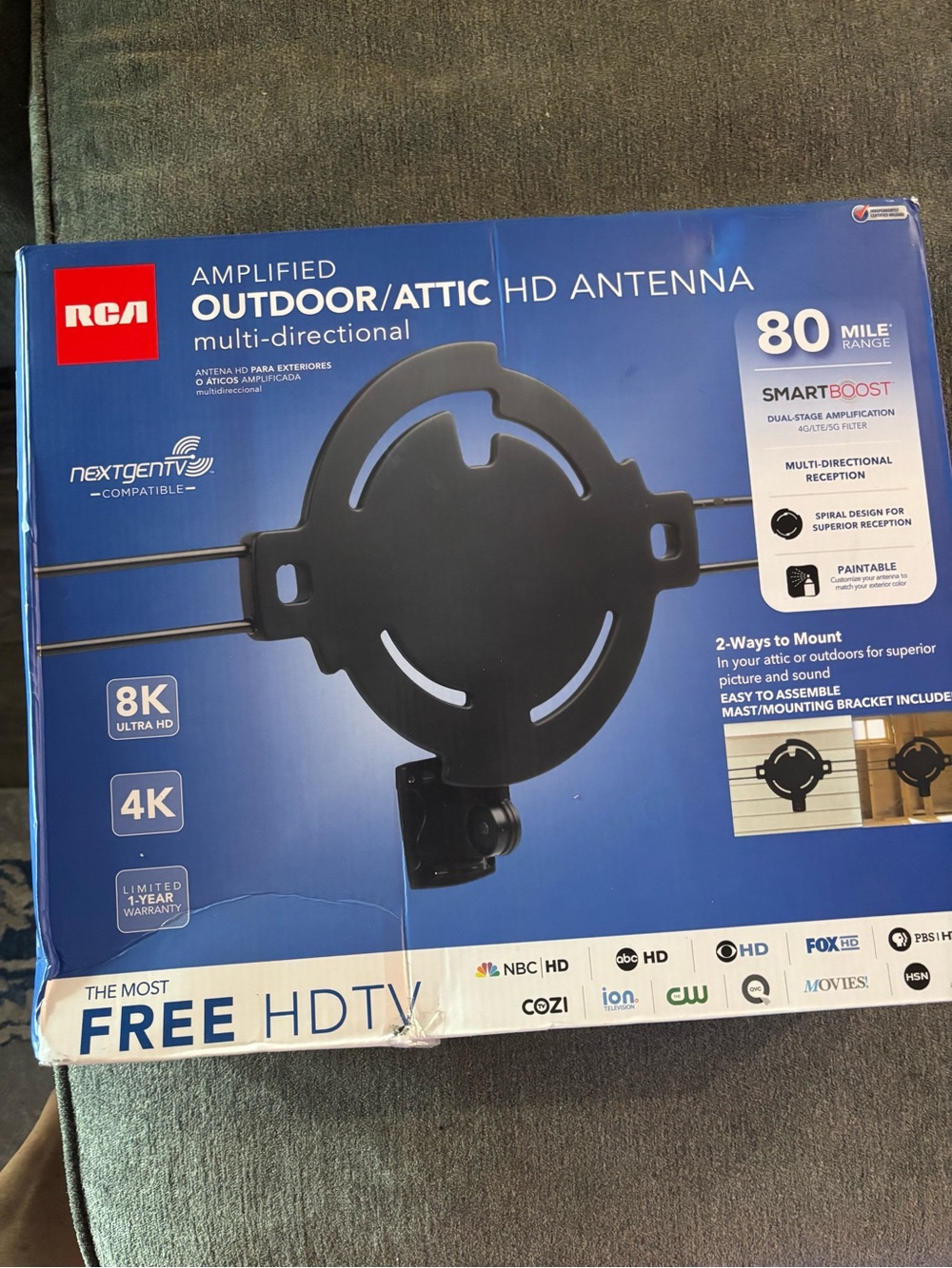 RCA Amplified Outdoor/Attic HD Antenna - Black